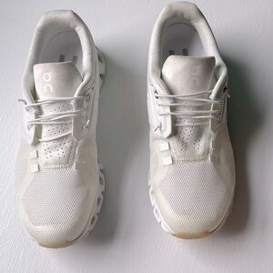 On cloud 5 all white shoes, size 8